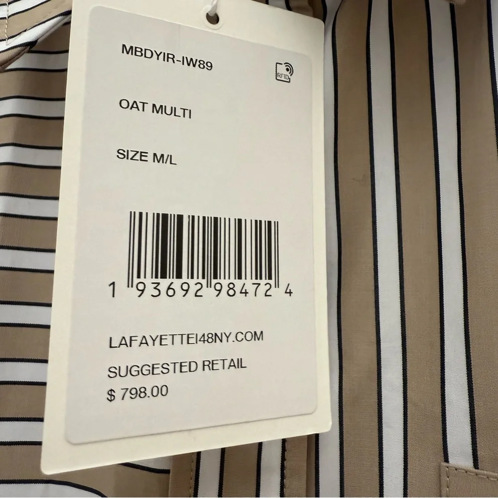 NWT Lafayette 148 New York Oversize Stripe Cotton Button-Up Shirt - Picture 9 of 16